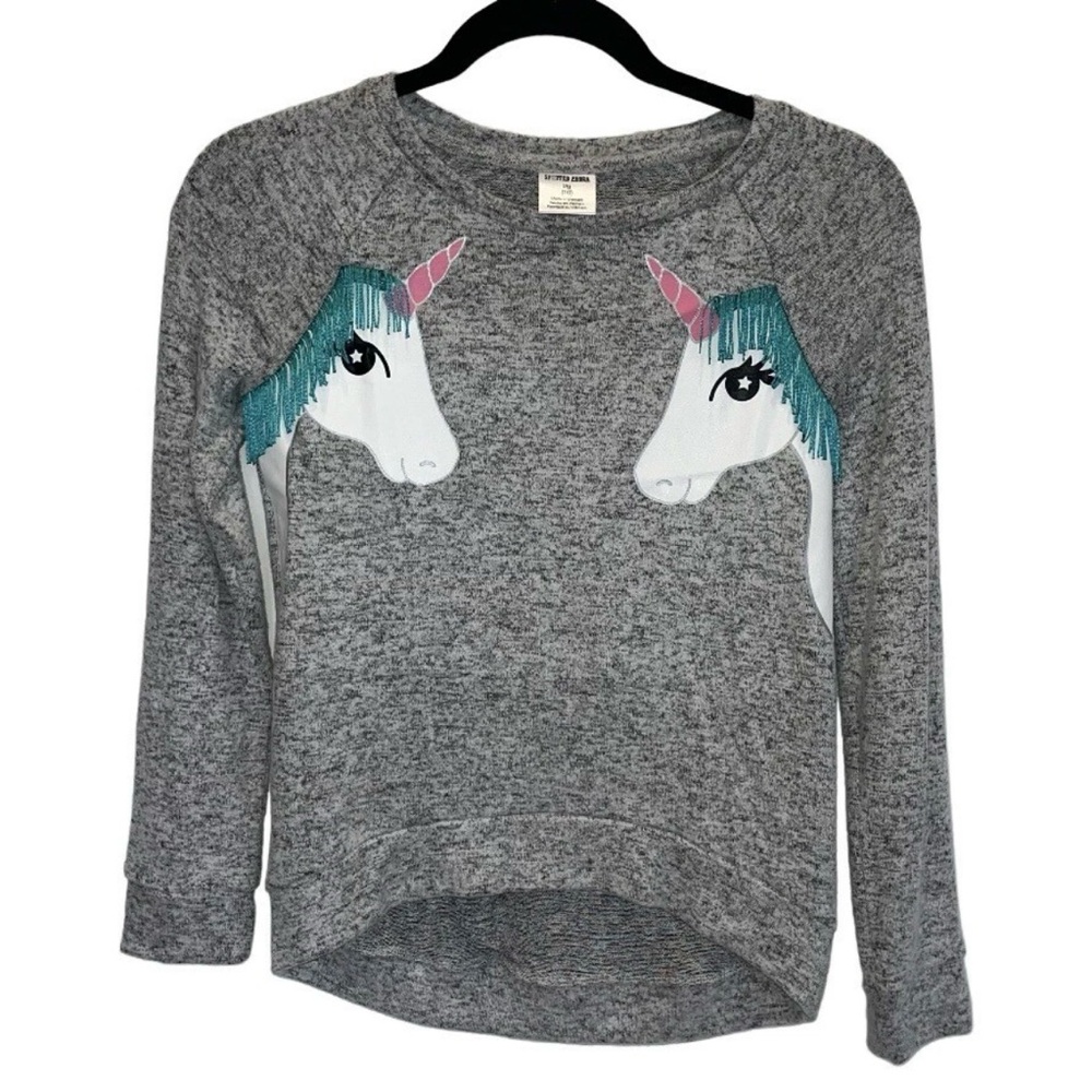 Spotted Zebra Unicorn Shirt Girls Size 10 Large Long Sleeve